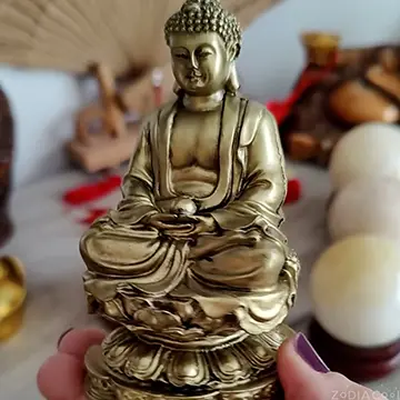 Buddha medicinei, obiect feng shui protectie de boli fizice si emotionale, statueta auriu 10 cm