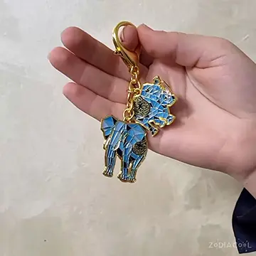 Breloc amuleta protecție de furt și infidelitate, amulete feng shui 2023 cu elefant regal și rinocer cosmic, albastru