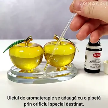 2 mere cristal k9, suport aromaterapie si simbolul armoniei în cuplu, galben 12 cm