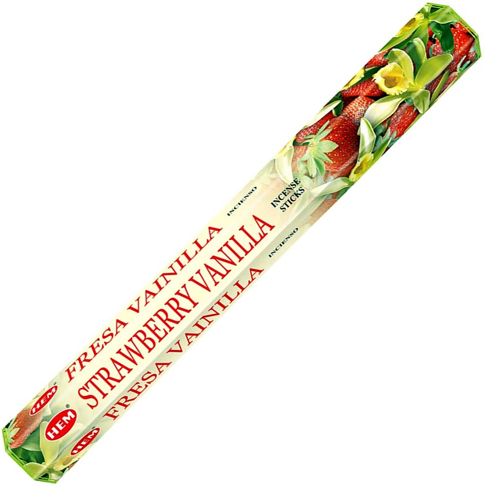 Betisoare parfumate Vanilie Capsuni, gama HEM profesional Strawberry Vanilla, pentru purificare, aroma dulce fructata 20 buc