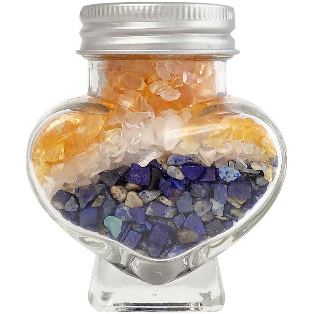 Pietre semipretioase Citrin, Cristal de Stanca si Lapis Lazului, borcan in forma de inima, 245 g