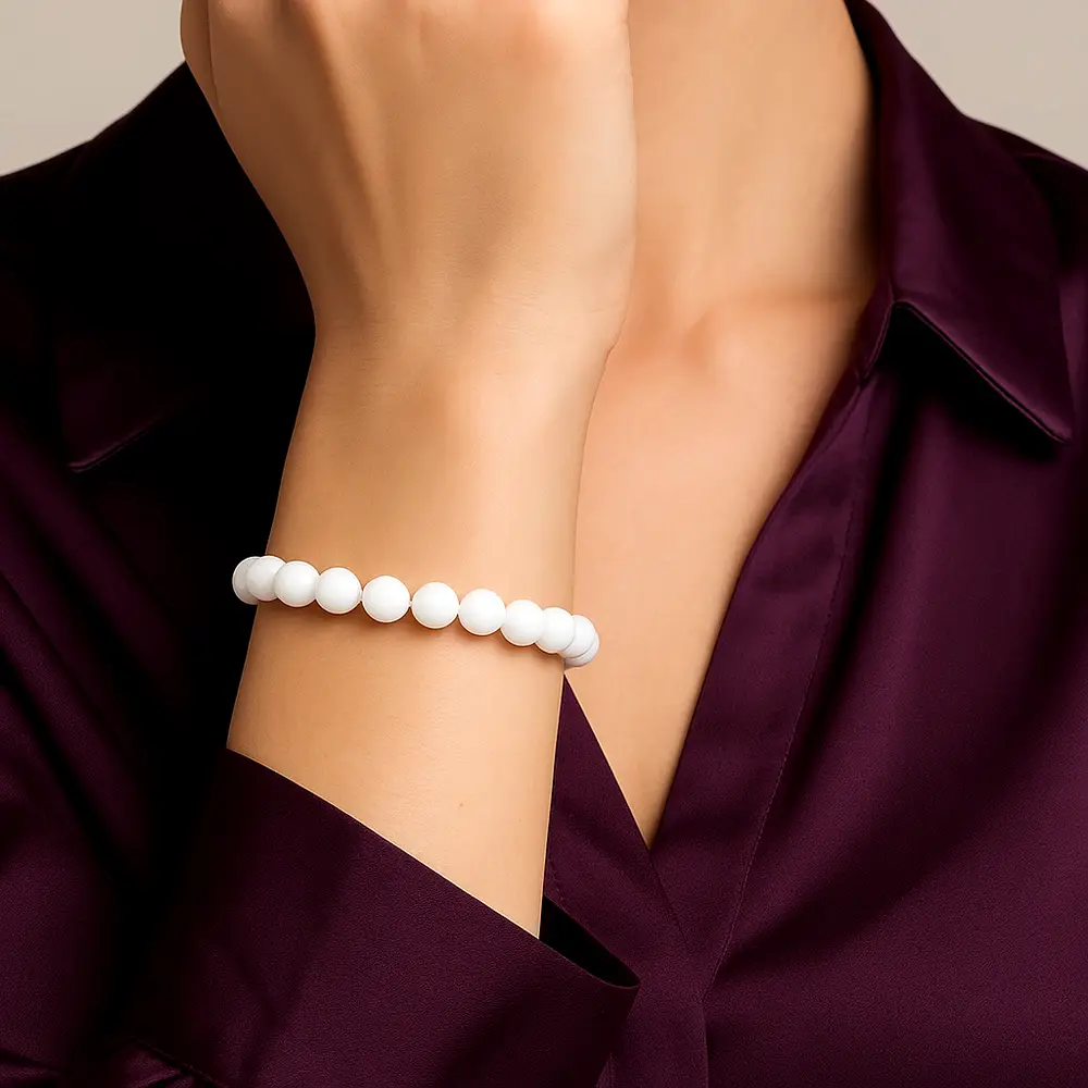 Set bratara Cristal de stanca cu felicitare personalizată, piatra vindecătoare, 6 mm, femei barbati elastica