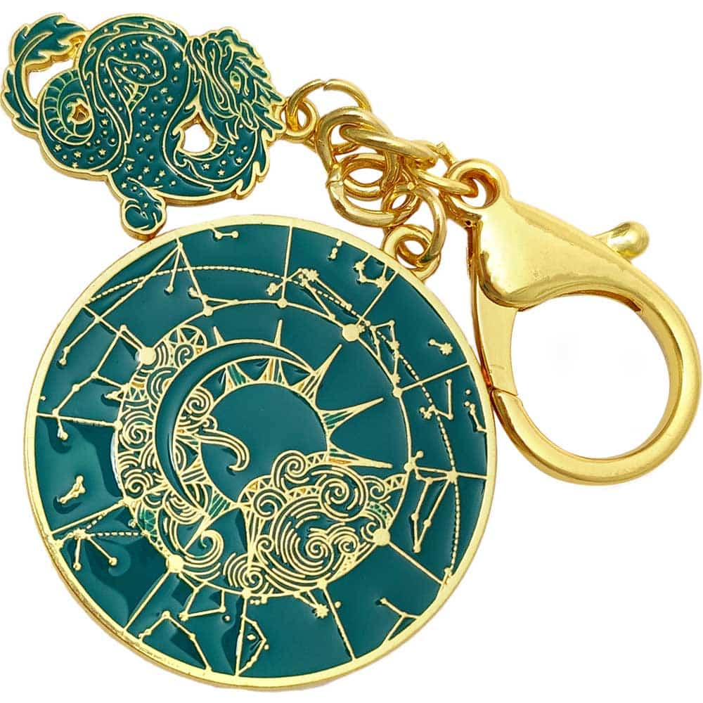 Brelocul Dragon Verde constelatie, amuleta feng shui 2022 pentru carisma, adaptarea la schimbari si succes, metal