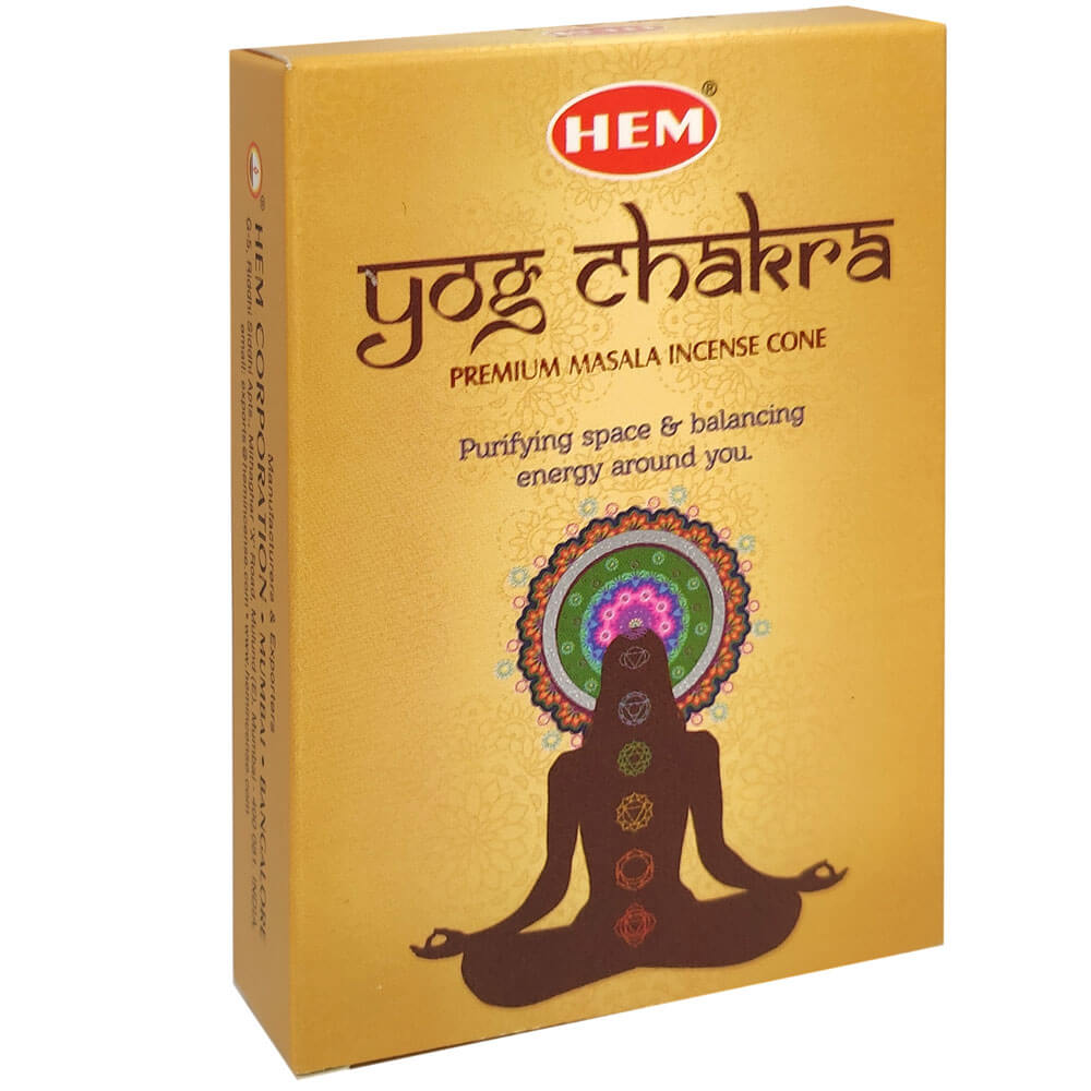 Conuri parfumate premium Yog Chakra, gama HEM profesional, suport metalic inclus, 10 conuri aromaterapie