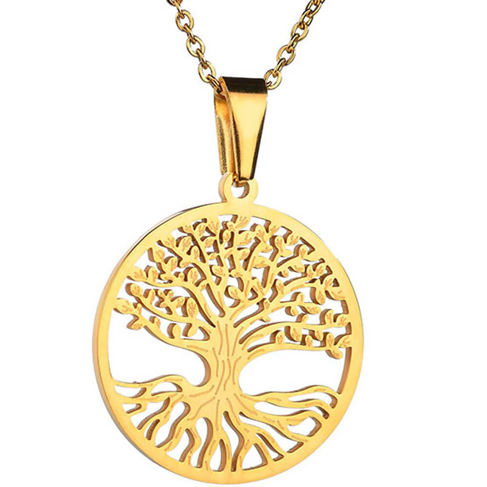 Copacul Vietii pandantiv cu lantisor auriu, amuleta pentru dezvoltare si exprimarea sentimentelor, 30 mm