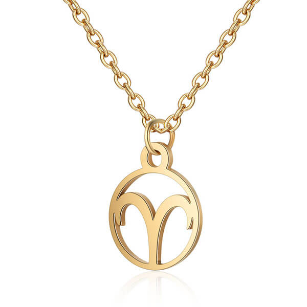 Lantisor auriu, cu pandantiv zodia Berbec, bijuterii inox tip horoscop, bijuterie damă și bărbați cu semne zodiacale Lantisor auriu, cu pandantiv zodia Berbec, bijuterii inox tip horoscop, bijuterie damă și bărbați cu semne zodiacale