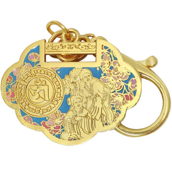 Amuleta noroc cu Nemuritori, breloc feng shui 2022, pentru protectie impotriva certurilor si conflictelor, metal de calitate auriu
