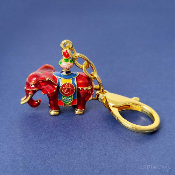 Breloc amuleta 2023 anti conflict, elefant roșu al prosperității și vasul păcii, metal solid