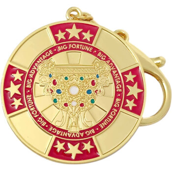 Amuleta noroc Big Fortune, breloc feng shui 2022 pentru castiguri, metal de calitate auriu cu rosu