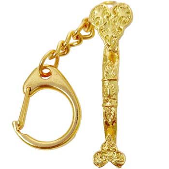Amuleta cariera breloc Ru YI sceptrul puterii pentru autoritate si functii de conducere, metal auriu 95 mm
