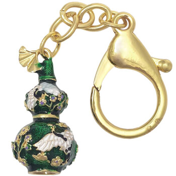 Breloc amuleta sanatate Wu Lou verde 2022 cu cocori, metal de calitate