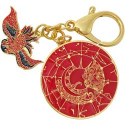 Brelocul Crimson Phoenix constelatie, amuleta feng shui 2022 pentru adaptarea la schimbari si luarea deciziilor importante, metal rosu