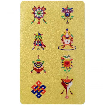 Card Copacul Prosperitatii, amuleta bani cu 8 simboluri norocoase, auriu