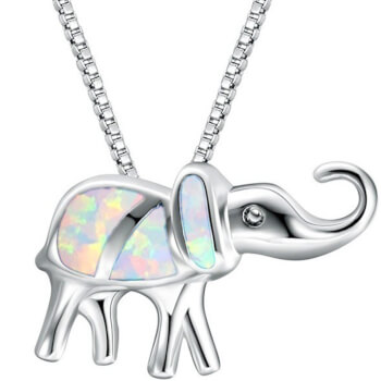 Colier elefant trompa in sus, talisman de protectie si fericire, lantisor argintiu