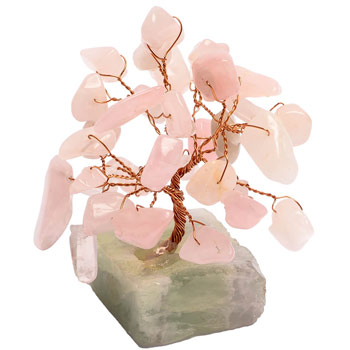 Pomisori decorativi cuart roz cristalul iubirii pure, copaci pietre semipretioase, 8 cm