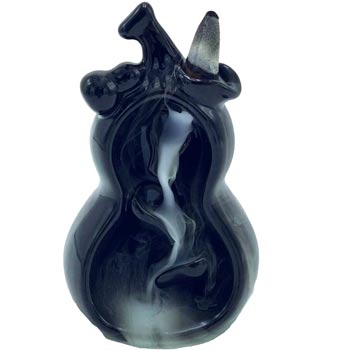 Fantana de fum backflow Wu Lou, simbol feng shui pentru sanatate si logevitate, set suport cu 4 conuri fumigene parfumate cu efect de cascada, ceramica neagra