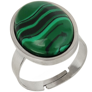Inel Malachit oval, talisman pentru succesul in afaceri, oval, verde