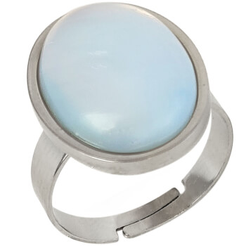 Inel Opal, piatra semipretioasa de protectie si inlaturarea inhibitilor, alb/albastru