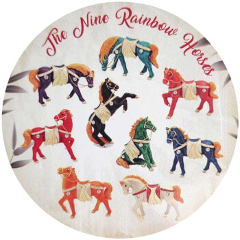 Sticker cariera 9 cai curcubeu pentru victorii si faima, autocolant mare 11 cm multicolor